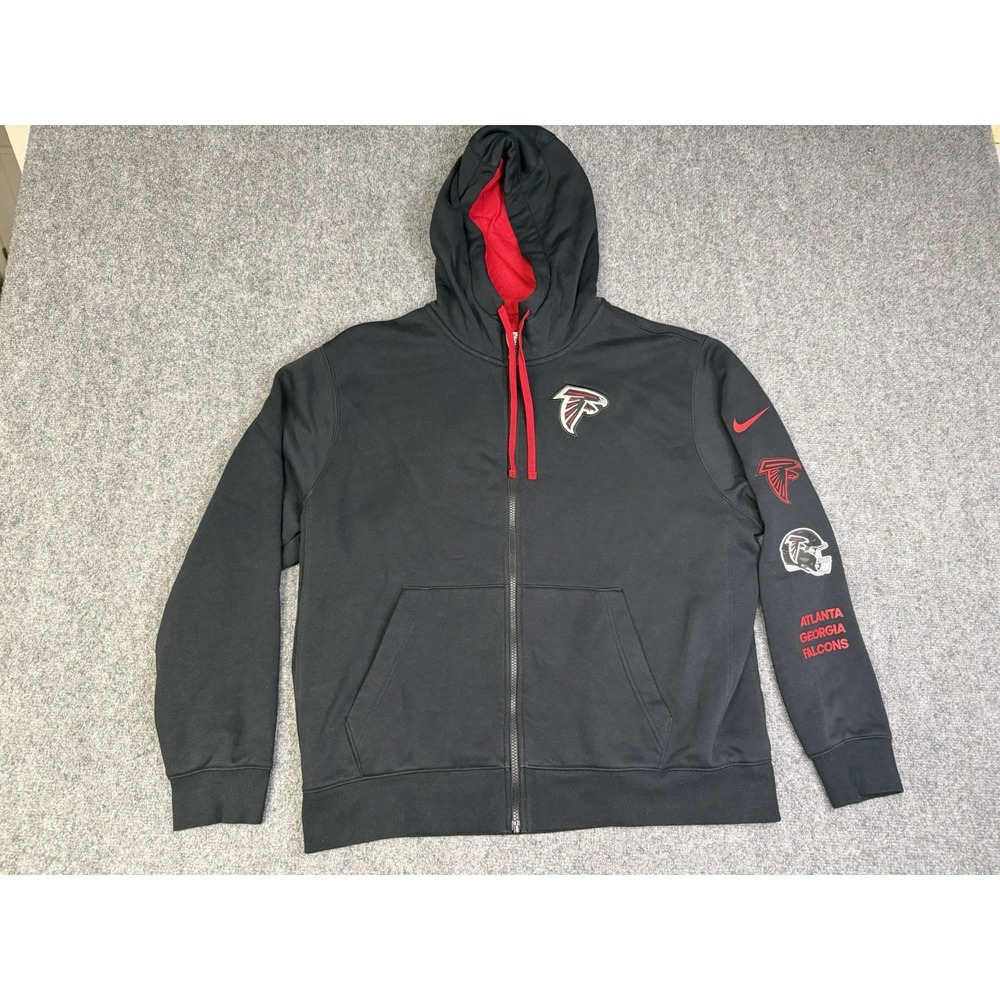 Men's Nike Atlanta Falcons NFL Full Zip Hoodie Size XL Black Red Jacket